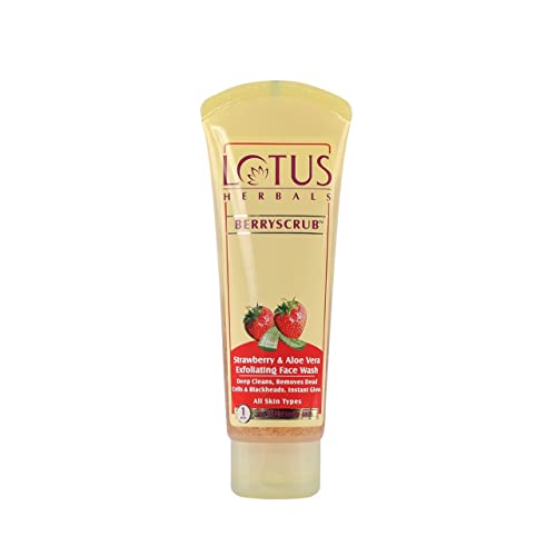 Lotus Herbals Berryscrub Strawberry & Aloe Vera Exfoliating Face Wash | Deep Cleaning | Blackhead Removal | For All Skin Types | 120g (Pack Of 2)