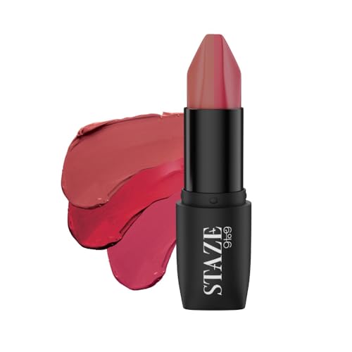Staze 9To9 Love Tri-Angle 3 In 1 Matte Lipstick |3 Unique Shades In 1 | Transfer-Proof | 12 H Longstay | Non Drying Formula With Intense Color Payoff | 03 Caramel Rose | 3.8 G