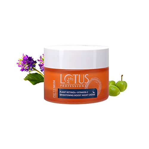 Lotus Professional Retemin Plant Retinol & Vitamin C Brightening Boost Night Cream, Whitening & Anti-Ageing, Moisturising, Pigmentation, Paraben Free, 50g
