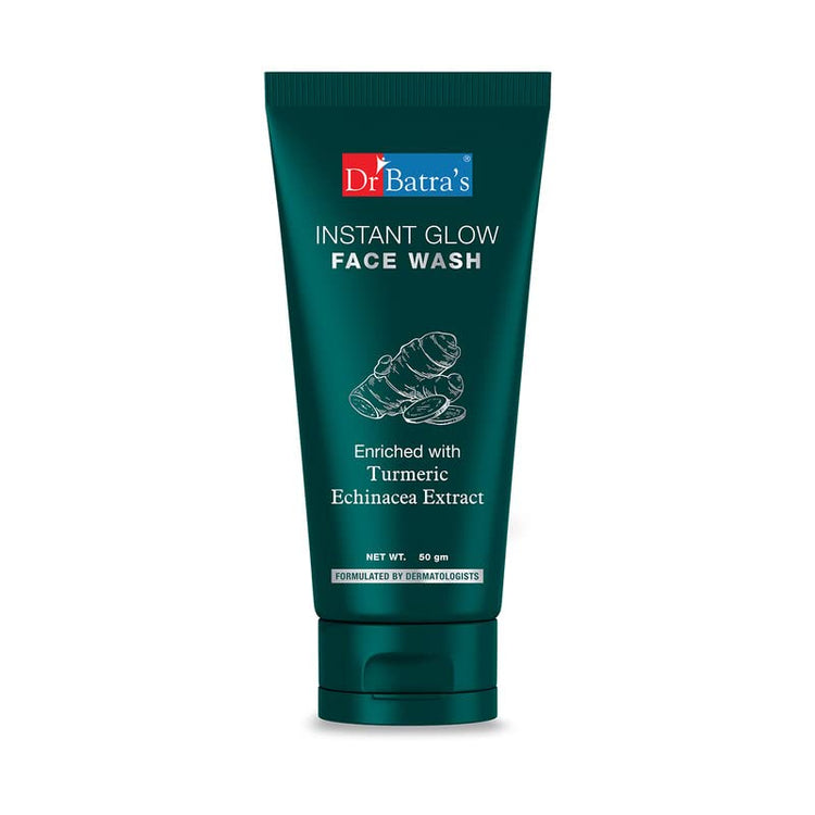 Dr Batra's Instant Glow Face Wash, Enriched with Echinacea & Turmeric, Repairs Skin Damage, Prevents infections, Face Wash for Skin Complexion & Glowing skin, Paraben & Silicone free(100g)