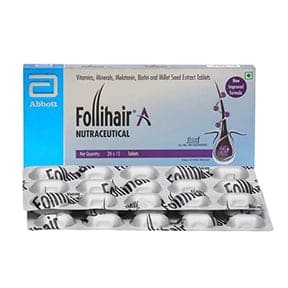 Follihair New A (Pack Of 2N X 15) By Abbott Helps Nourish & Strengthen Hair Follicles | Amino Acids, Vitamins, Minerals & Natural Extracts Tablets New Formulation, 0.05 Kilograms