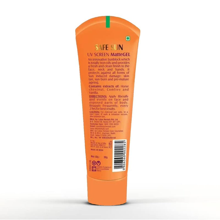 Lotus Herbals Safe Sun Uv Screen Matte Gel Spf 50| Comfrey,Vanilla, Horse Extract| Paraben Free, Cruelty free, no white cast| Normal to Oily Skin| Pa+++ | 30 gm (Pack Of 3)