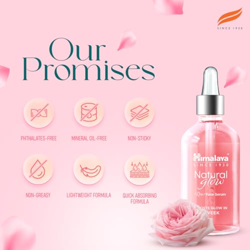 Himalaya Natural Glow Rose Face Serum I 5% Pure Rose Extract & Naturally Derived Hyaluronic Acid | Boosts Skin Glow in 1 Week I 30 ml