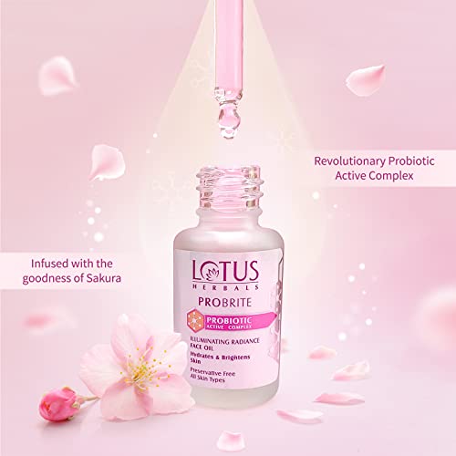 Lotus Herbals Probrite Illuminating Radiance Face Oil | For Hydration of Dull & Dry Skin | Probiotic | 15ml (50001828)