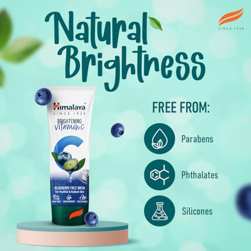 Himalaya Brightening Vitamin C Blueberry Face Wash | Brightening Face Cleanser | Remove Dull Skin | 100ml (Pack of 2)
