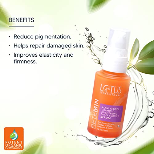 Lotus Professional Retemin Plant Retinol + Vitamin C Brightening Super Booster Serum, Whitening And Anti-Ageing, Acne Spots And Blemishes, 30ml
