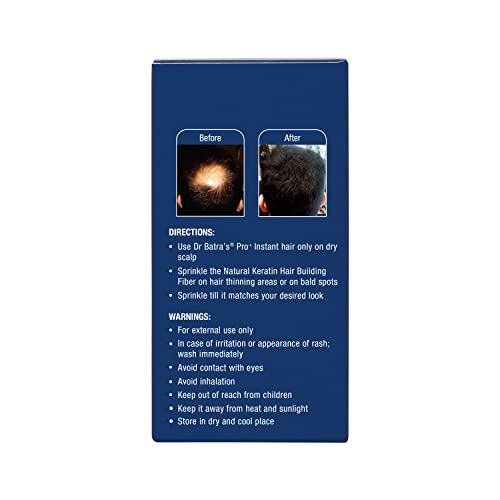 Dr Batra's Pro Instant Hair Natural Keratin Hair Building fibre (Internationally Approved)- Dark Brown, Highly enriched with Pure Corn & Natural Fiber, Covers bald spots, For Thick Hair, Suitable for Men & Women