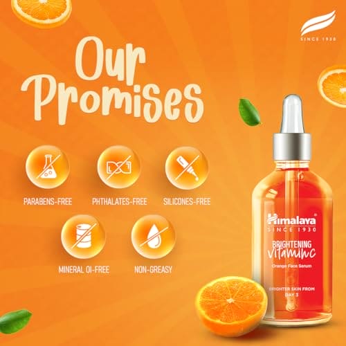Himalaya Brightening Vitamin C Orange Face Serum | 10X Niacinamide, 5X Vitamin C and Orange | 30ml