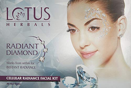 Lotus Herbals Radiant Diamond Cellular Radiance 4 In 1 Facial Kit | With Diamon Dust & Cinnamon | For All Skin Types | 4x37g