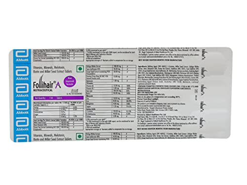Follihair New A (Pack Of 2N X 15) By Abbott Helps Nourish & Strengthen Hair Follicles | Amino Acids, Vitamins, Minerals & Natural Extracts Tablets New Formulation, 0.05 Kilograms