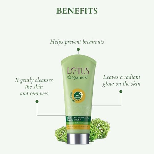 Lotus Organics+ Pristine Purifying Face Wash | Oil Control & Clarifying | Sulphate Free | 100% Certified Organic Irish Moss | All Skin Types | 100 ml