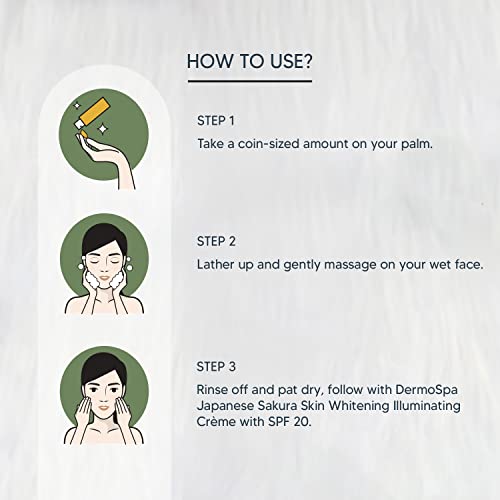 Lotus Professional DermoSpa Japanese Sakura Skin Whitening Face Wash, All skin Types, Preservative Free, Transparent, Unscented, 80 g