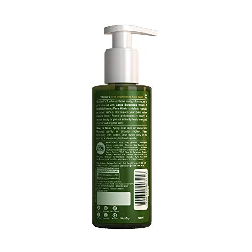 Lotus Botanicals Vitamin C Skin Brightening Face Wash | 100x Vitamin C | Brightens & Deep Cleanses Skin | Removes Dirt and Impurities | Refreshes Skin | Fades Dark Spots | No Toxic Chemicals | All Skin Types | 180ml