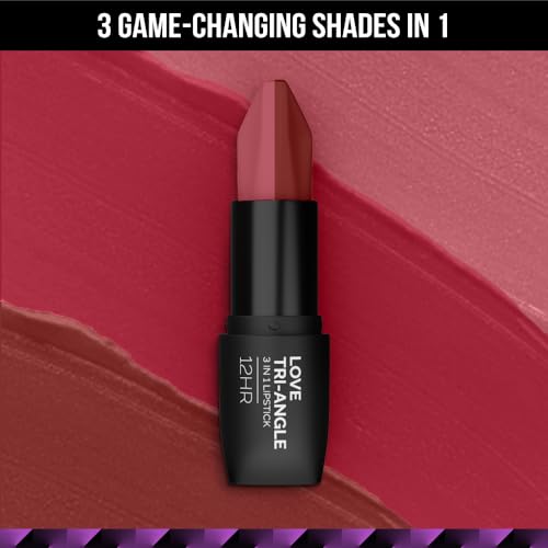 Staze 9To9 Love Tri-Angle 3 In 1 Matte Lipstick |3 Unique Shades In 1 | Transfer-Proof | 12 H Longstay | Non Drying Formula With Intense Color Payoff | 01 Brick Pink | 3.8 G