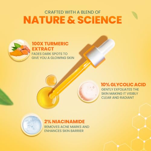 Himalaya Dark Spot Clearing Turmeric Face Serum | 10% Glycolic Acid & 2% Niacinamide | Organically sourced Turmeric | Reduce dark spots in 7 days | 30ml