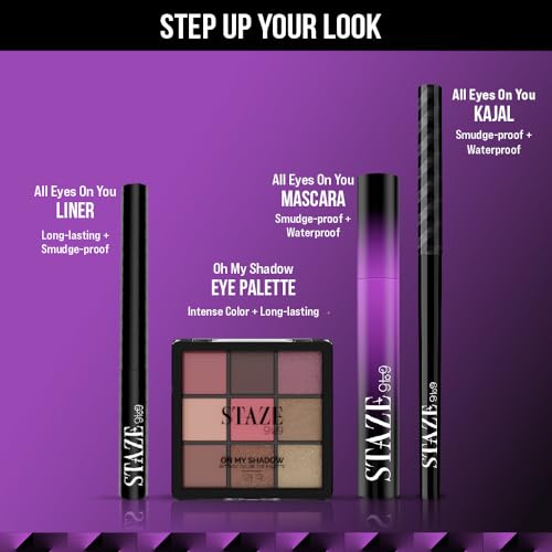 Staze 9to9 All Eyes on You Tubing Mascara | High Impact Volumizing mascara | Clump-resistant, easy to remove | Smudgeproof & Waterproof | Intense Black Color | 5ml