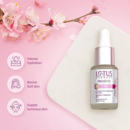 Lotus Herbals Probrite Illuminating Radiance Face Oil | For Hydration of Dull & Dry Skin | Probiotic | 15ml (50001828)