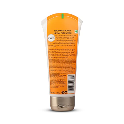 Lotus Herbals Radiance Boost Ubtan Face Wash| Turmeric, Sandalwood and Rose Water |Glowing Skin |Reducing Dark Spots |Paraben free |Mineral Oil Free|100gm (Pack of 3)