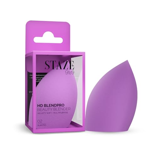 Staze 9to9 HD BlendPro Velvety Soft + Multipurpose Beauty Blender | For Seamless Makeup Application | 02 Slanted