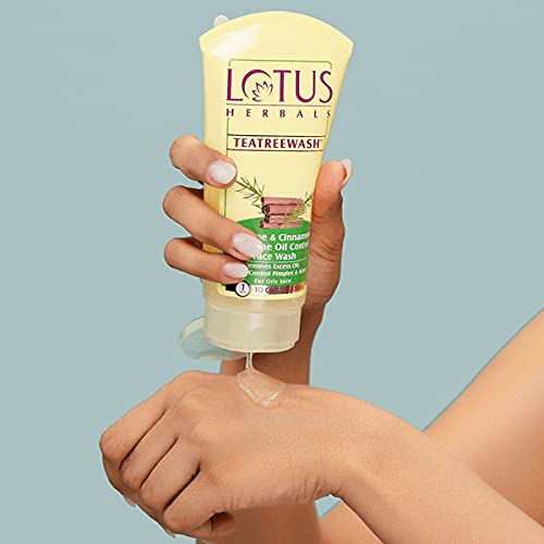 Lotus Herbals Teatreewash Face Wash | with Tea Tree Oil & Cinnamon | Anti Acne | Oil Control | For Oily Skin | 120ml (Pack of 2)