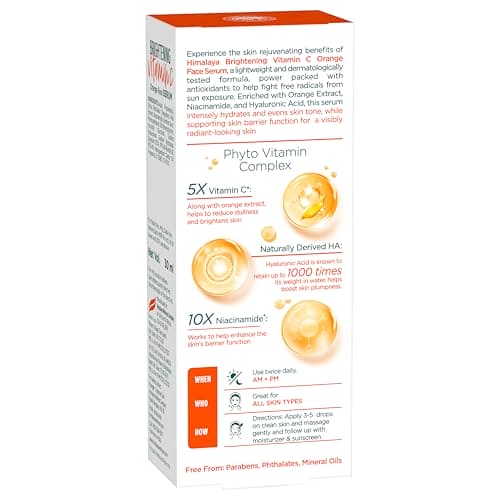 Himalaya Brightening Vitamin C Orange Face Serum | 10X Niacinamide, 5X Vitamin C and Orange | 30ml