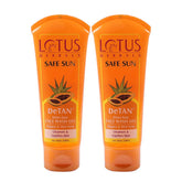 Lotus Herbals Safe Sun DeTAN After-Sun Face Wash Gel | Papaya & Aloe Vera |Enriched with natural actives| All Skin Types | 100g (Pack Of 2)