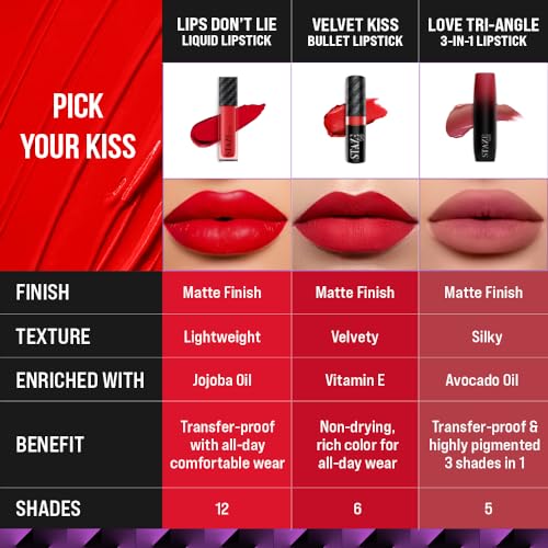 Staze 9to9 Lips Don't Lie Matte + Transferproof Liquid Lipstick |Intense Color Payoff | Lightweight & Comfortable | 12 Hour Long Stay| 07 Bed of Roses | 4 ml