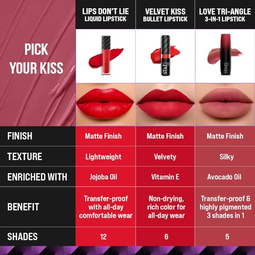 Staze 9to9 Lips Don't Lie Matte + Transferproof Liquid Lipstick |Intense Color Payoff | Lightweight & Comfortable | 12 Hour Long Stay| 02 Pink Mood On | 4 ml