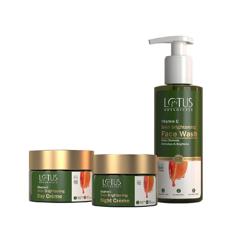 Lotus Botanicals Day & Night Pack | Vitamin C | Face Wash | Day Cream | Night Cream Combo Pack (Pack of 3)