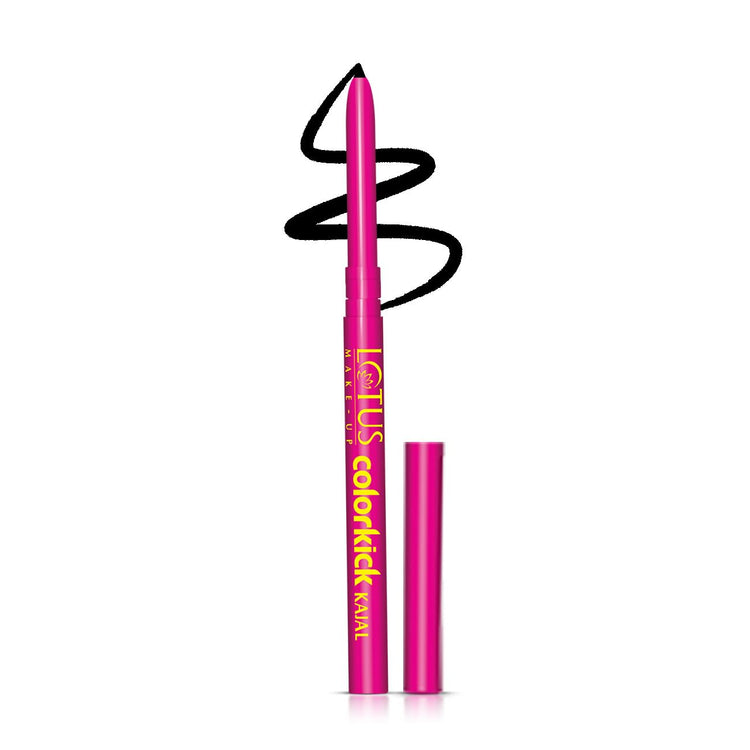 Lotus Make-Up Colorkick Kajal | Intense Black | Vegan | Waterproof | Enriched with Almond Oil| Suitable for All Skin Tyes | 0.35g