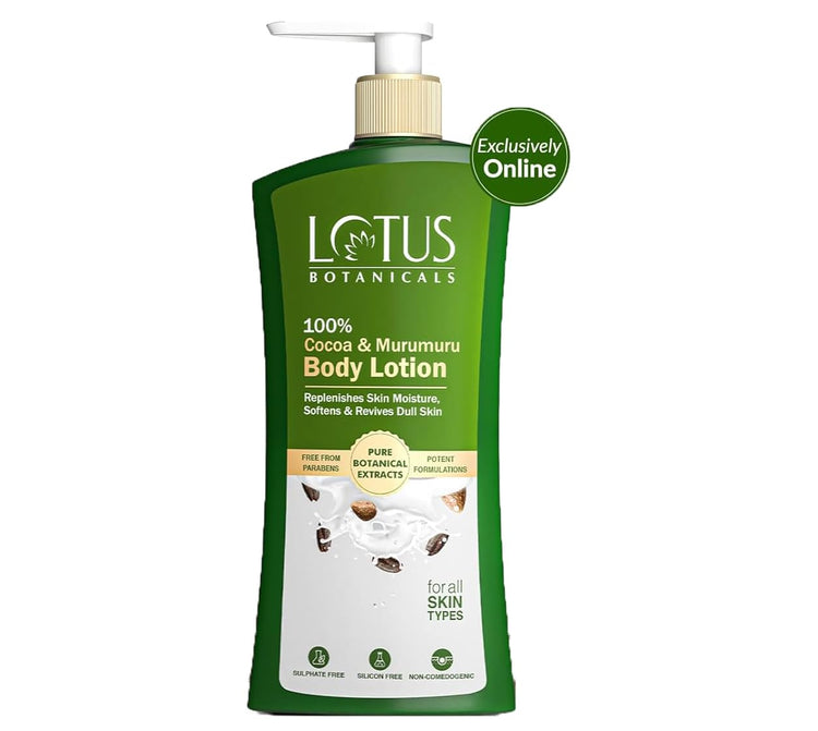 Lotus Botanicals 100% Cocoa & Murumuru Body Lotion 280ml | Replenishes Skin Moisture Softens & Revives Dull Skin