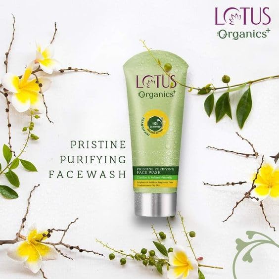 Lotus Organics+ Pristine Purifying Face Wash | Oil Control & Clarifying | Sulphate Free | 100% Certified Organic Irish Moss | All Skin Types | 100 ml