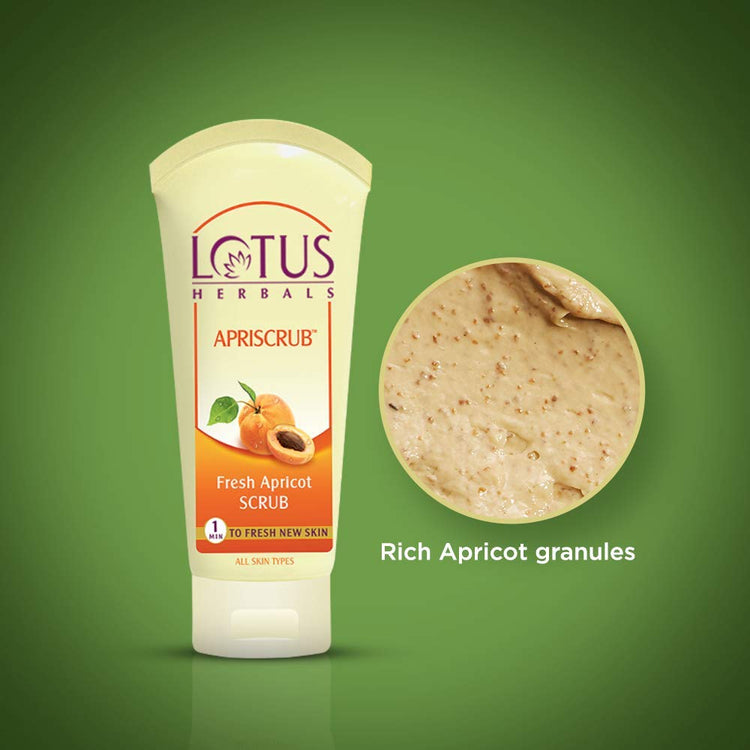 Lotus Herbals Apriscrub Fresh Apricot Scrub | Natural Exfoliating Face Scrub | Chemical Free | For All Skin Types |100G