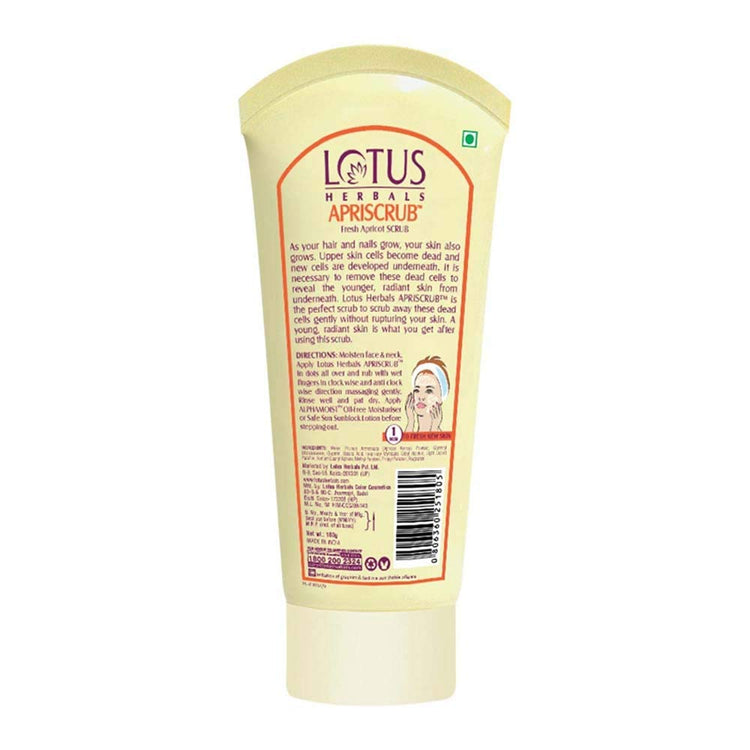 Lotus Herbals Apriscrub Fresh Apricot Scrub | Natural Exfoliating Face Scrub | Chemical Free | For All Skin Types | 180G
