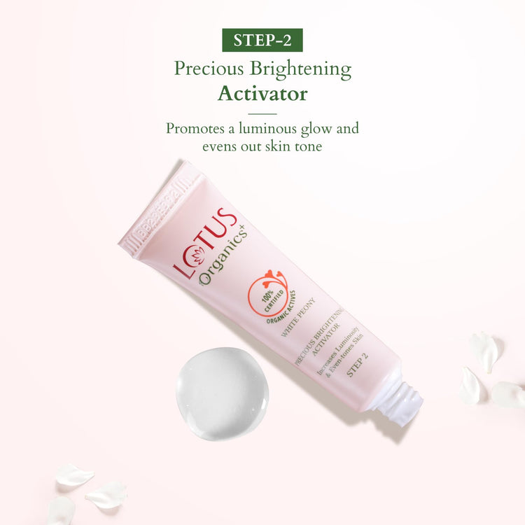 Lotus Organics+ Precious Brightening Facial Kit | With 4 Steps to Bright and Glowing Skin | Made With Organic Ingredients | Facial Kit for Men & Women | Suitable for All Skin Types
