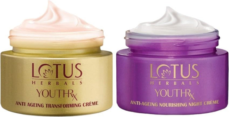 Lotus Herbals YouthRx Anti-Ageing Transforming Cream, 50g + Night Cream, 50g, Set of 2