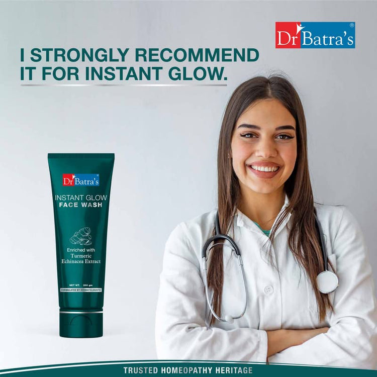 Dr Batra's Instant Glow Face Wash, Enriched with Echinacea & Turmeric, Repairs Skin Damage, Prevents infections, Face Wash for Skin Complexion & Glowing skin, Paraben & Silicone free(100g)
