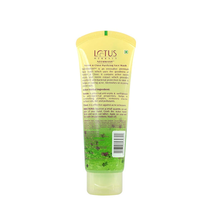 Lotus Herbals Neem And Clove Purifying Face Wash With Active Neem Slices, 120g