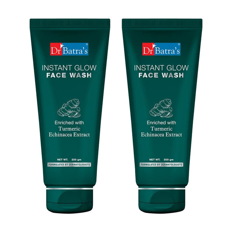 Dr Batra's Instant Glow Face Wash, Enriched with Echinacea & Turmeric, Repairs Skin Damage, Prevents infections, Face Wash for Skin Complexion & Glowing skin, Paraben & Silicone free(100g)