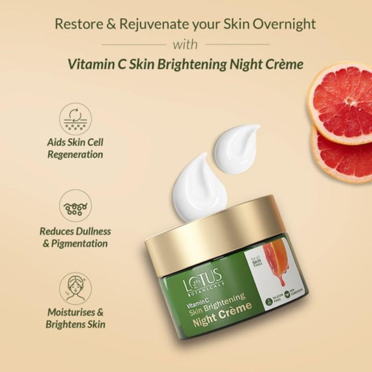 Lotus Botanicals Vitamin C Illuminating Radiance Combo. (2 Items in the set)-Day Creme -50g, Night Creme-50g