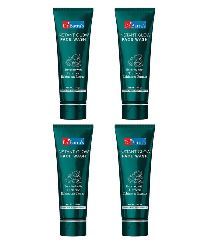 Dr Batra's Instant Glow Face Wash, Enriched with Echinacea & Turmeric, Repairs Skin Damage, Prevents infections, Face Wash for Skin Complexion & Glowing skin, Paraben & Silicone free(100g)
