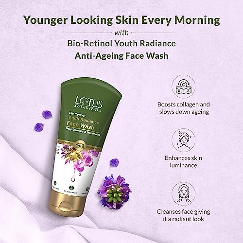 Lotus Botanicals Bio Retinol Youth Radiance Anti-Ageing Face Wash | Preservative Free | For All Skin Types | 100ml