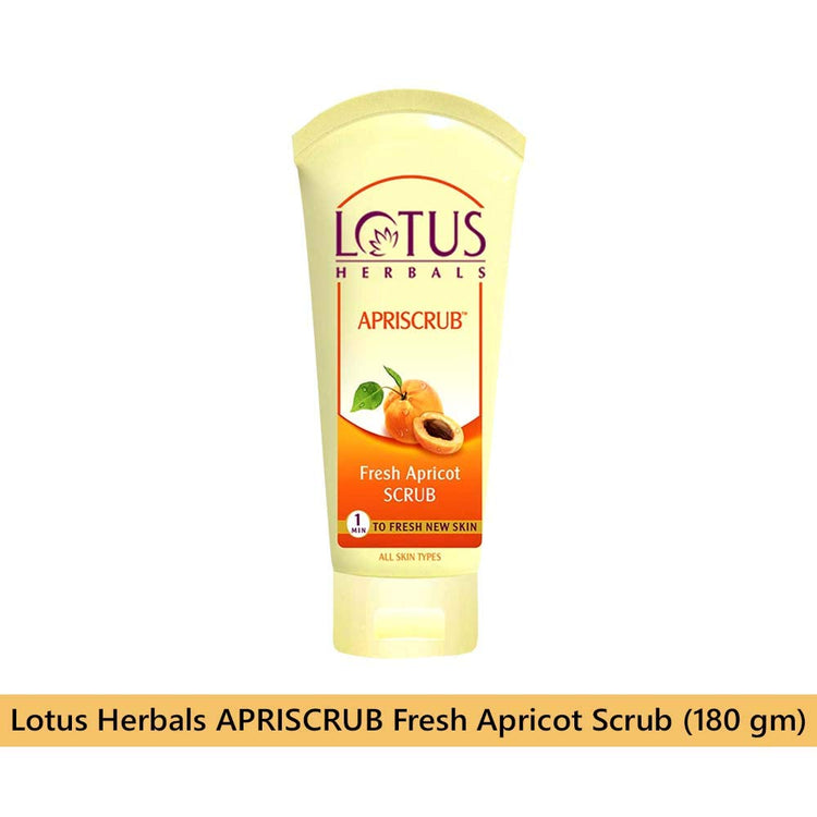 Lotus Herbals Apriscrub Fresh Apricot Scrub | Natural Exfoliating Face Scrub | Chemical Free | For All Skin Types | 180G
