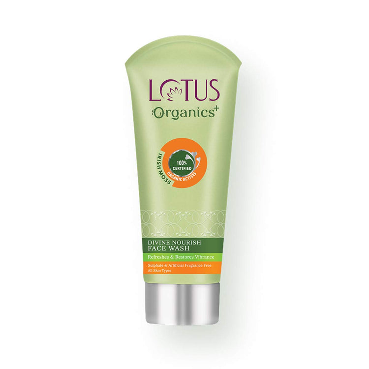 Lotus Organics+ Divine Nourish Face Wash | Sulphate Free | Gentle Cleaning | 100% Certified Organic Irish Moss | All Skin Types | 100 ml