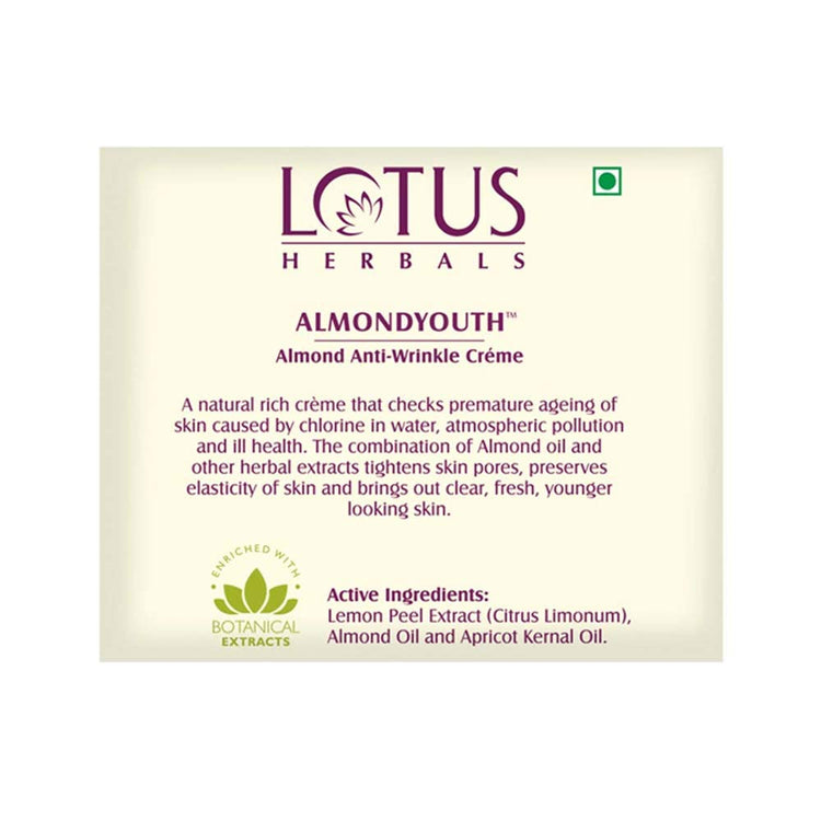 Lotus Herbals Almondyouth Almond Anti-Wrinkle Cream, 50g