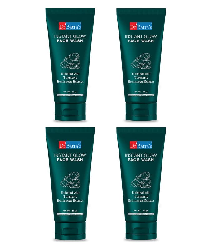 Dr Batra's Instant Glow Face Wash, Enriched with Echinacea & Turmeric, Repairs Skin Damage, Prevents infections, Face Wash for Skin Complexion & Glowing skin, Paraben & Silicone free(100g)