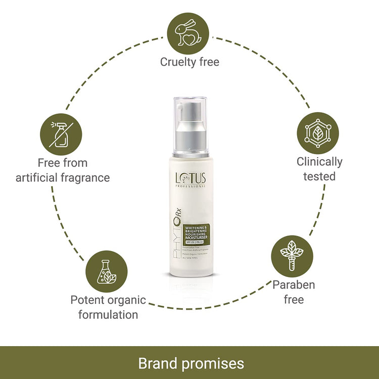 Lotus Professional PHYTORX WHITENING & BRIGHTENING NOURISHING MOISTURISER SPF 25 PA+++ | Brightens skin | Sun Protection | Cruelty Free | 50ml