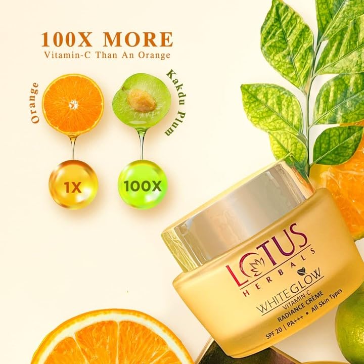 Lotus Herbals WhiteGlow Vitamin C Radiance Face Serum (30ml) and Face Cream (50g) | 80g
