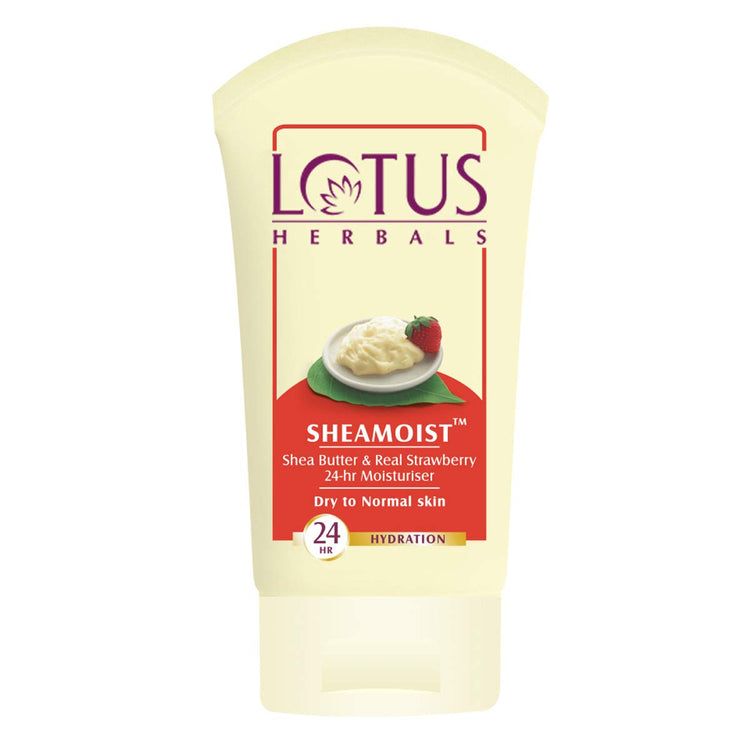 Lotus Herbal Shea Butter and Real Strawberry 24 Hour Moisturiser, 60g