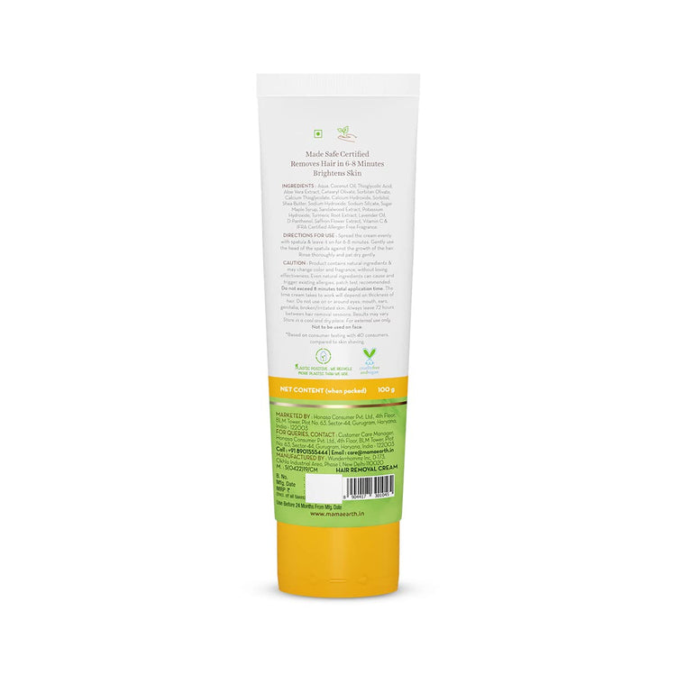 Mamaearth Ubtan Nourishing Hair Removal Cream With Turmeric & Saffron for Hair Removal- 100g For All Skin Types|For Men & Women, No Harmful Chemicals |Ideal for Underarms, Legs|Dermatologically Tested